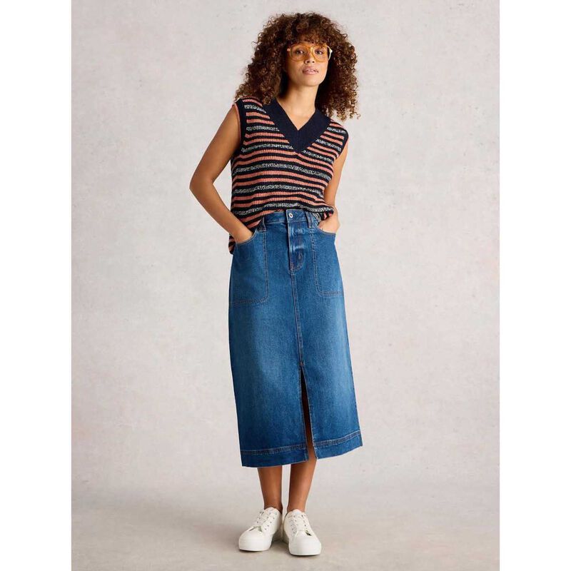 White Stuff Tia Denim Midi Skirt image number 3
